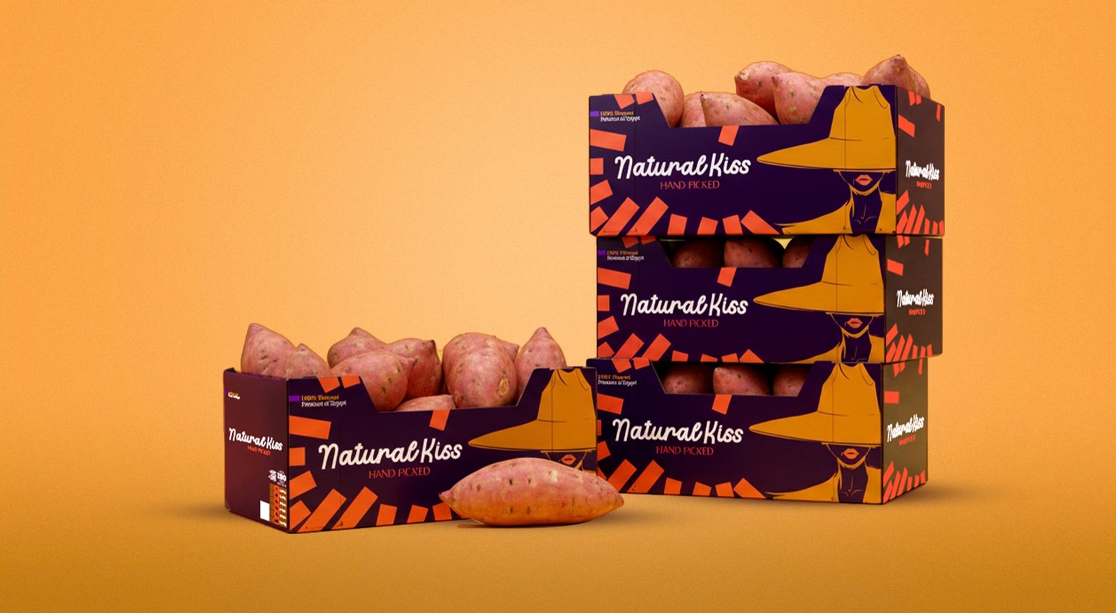 Natural Kiss sweet potato export boxes